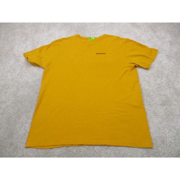Patagonia Shirt Adult Large Yellow Organic Cotton Logo Lightweight Hiking Mens * - Picture 9 of 13